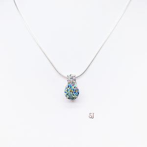 Two Stone Blue Moissanite Pendant Necklace - 2.5 cts total round authentic moissanites - Sterling silver setting - Sterling silver chain