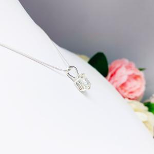 Oval CZ Pendant Sterling Silver Necklace Near Colorless Cubic Zirconia