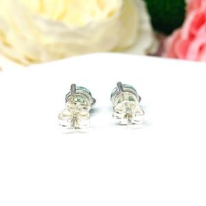 Blue Moissanite Basket Martini Stud Earrings - Round authentic moissanites - Sterling silver settings