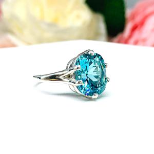 Paraiba Blue Teal Nanocrystal Nanogem Cushion Ring Size 6