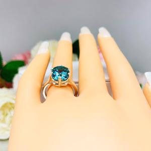 Paraiba Blue Teal Nanocrystal Nanogem Cushion Ring Size 6