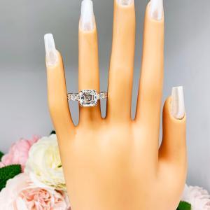 Asscher Moissanite 10k White Gold Engagement Ring Authentic 10mm 5 Carats Size 9.25 FINAL SALE