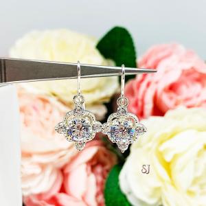 Round CZ Antique Inspired Art Deco Dangle Earrings
