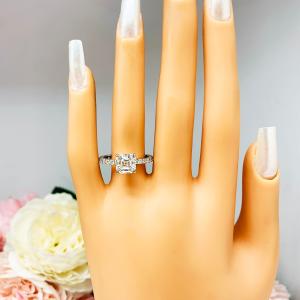Asscher Moissanite Pave 10k White Gold Engagement Ring Size 9 FINAL SALE
