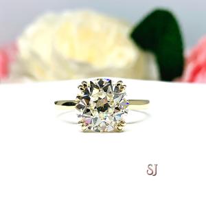 Old European Cut 10mm CZ Engagement Ring Near Colorless CZ