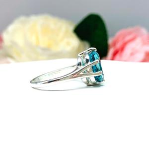 Paraiba Blue Teal Nanocrystal Nanogem Cushion Ring Size 6