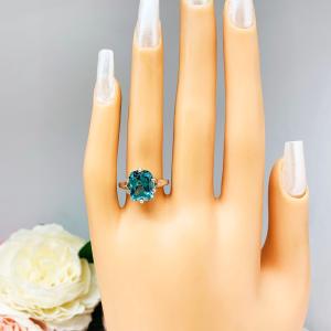 Paraiba Blue Teal Nanocrystal Nanogem Cushion Ring Size 6
