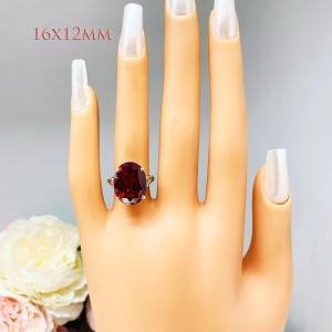 Lab Created Ruby Oval Sterling Silver Ring