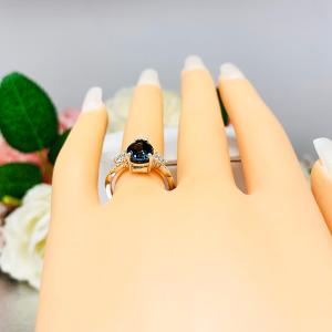 London Blue Topaz Pear Ring - Round moissanite side stones - Sterling silver twist milgrain band