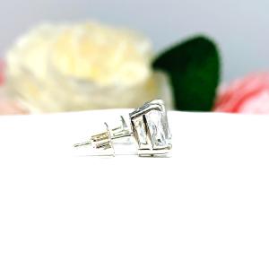 Elongated Cushion Lab White Sapphire Stud Earrings