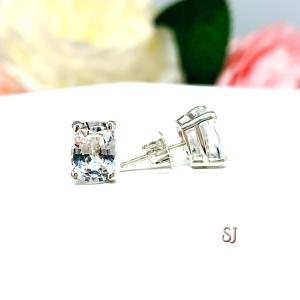 Elongated Cushion Lab White Sapphire Stud Earrings