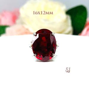 Lab Created Ruby Oval Sterling Silver Ring
