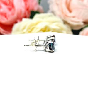 Round Lab Alexandrite June Birthstone Stud Earrings
