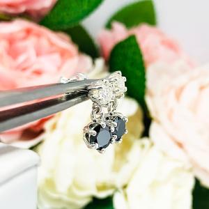 Black White Moissanite Round Six Prong Drop Earrings Authentic