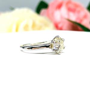 Round Moissanite 6 Prong Engagement Ring - Authentic moissanite - Sterling silver tulip setting