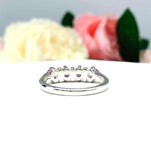 Lab Padparadscha Sapphire 4mm Round Ring Four Stone, Five Stone