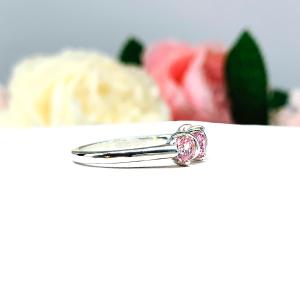 Lab Padparadscha Sapphire 4mm Round Ring Four Stone, Five Stone