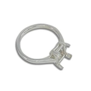 Lab Created Ruby Emerald Cut Ring Double Prong Size 5 Sterling Silver