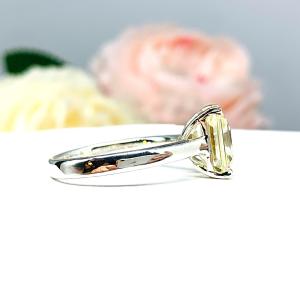 Light Yellow Emerald Cut CZ Engagement Ring Size 5