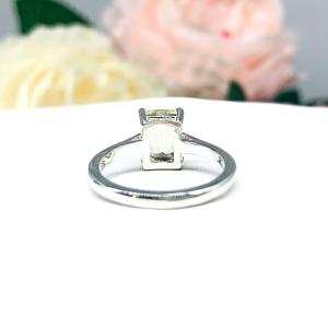 Light Yellow Emerald Cut CZ Cathedral Engagement Ring