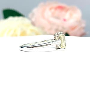 Light Yellow Emerald Cut CZ Cathedral Engagement Ring