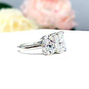 Oval Radiant CZ 2 Stone Engagement Ring You and Me Toi Et Moi