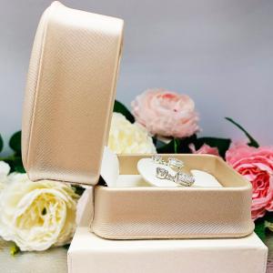 Drop or Hoop Earrings Gift Presentation Box - Shimmer champagne color - Includes ivory color outer box