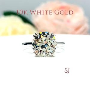 Old European Cut 10mm CZ Engagement Ring Near Colorless CZ