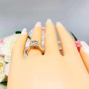 Round Near Colorless CZ Tulip Cathedral Engagement Ring