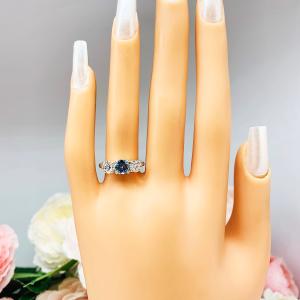 London Blue Moissanite 3 Stone Ring Size 6 -  Authentic moissanites - Sterling silver setting