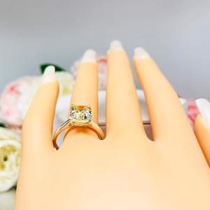 Light Yellow Emerald Cut CZ Engagement Ring Size 5