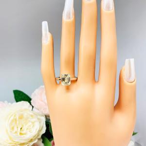 Light Yellow Emerald Cut CZ Engagement Ring Size 5