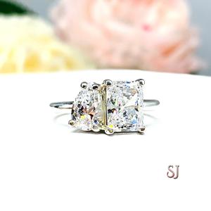 Pear Radiant CZ 2 Stone Engagement RingToi Et Moi You and Me