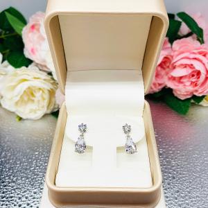 Drop or Hoop Earrings Gift Presentation Box - Shimmer champagne color - Includes ivory color outer box