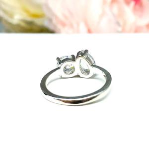 Round Pear CZ 2 Stone Engagement Ring Toi Et Moi You and Me