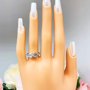 Round Pear CZ 2 Stone Engagement Ring Toi Et Moi You and Me