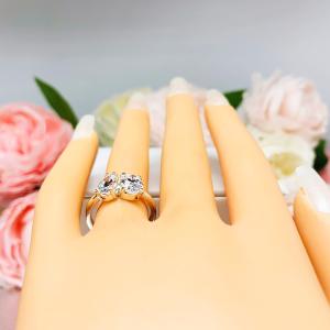 Pear Oval CZ 2 Stone Engagement Ring Toi Et Moi You and Me