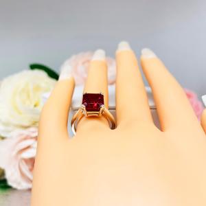 Lab Created Ruby Emerald Cut Ring Sterling Silver Double Prong