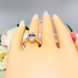 Marquise CZ Engagement Ring Sterling Silver Cathedral Near Colorless CZ