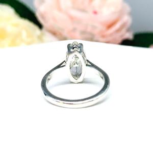 Marquise CZ Engagement Ring Sterling Silver Cathedral Near Colorless CZ