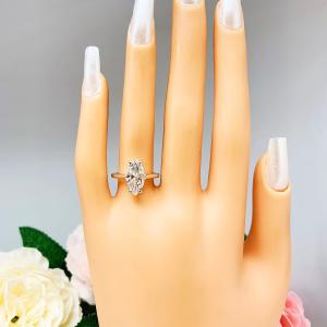 Marquise CZ Engagement Ring Sterling Silver Cathedral Near Colorless CZ