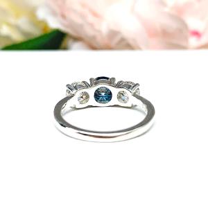 London Blue Moissanite 3 Stone Ring Size 6 -  Authentic moissanites - Sterling silver setting