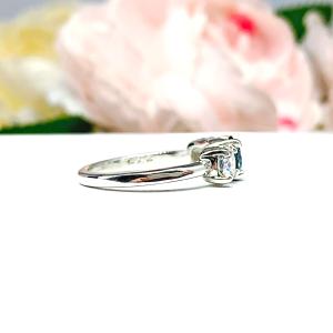 London Blue Moissanite 3 Stone Ring Size 6 -  Authentic moissanites - Sterling silver setting