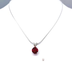 Lab Ruby Round Pendant Sterling Silver Necklace July Birthstone