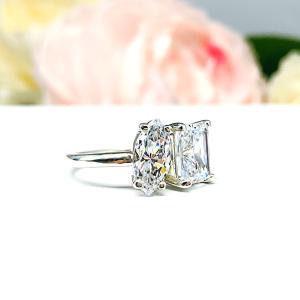 Marquise Radiant CZ 2 Stone Engagement Ring Toi Et Moi You and Me
