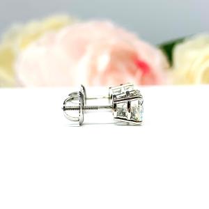 Round Portuguese Cut Moissanite Stud Earrings - 14k white gold screw back settings - Authentic stones 2 ct total -   FREE 3RD DAY UPS