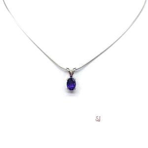 African Amethyst Oval Sterling Silver Pendant Natural Necklace February Birthstone