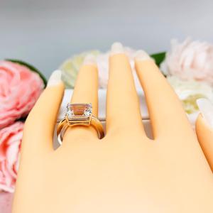 Elongated Asscher CZ Engagement Ring East West Horizontal 10x8mm Near Colorless CZ Size 6