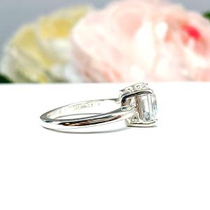 Elongated Asscher CZ Engagement Ring East West Horizontal 10x8mm Near Colorless CZ Size 6