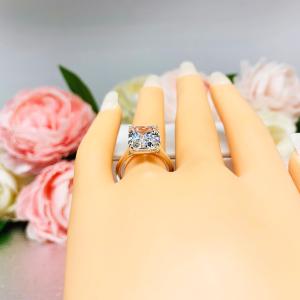 Elongated Asscher Near Colorless CZ Engagement Ring 12x10mm 5 Carats